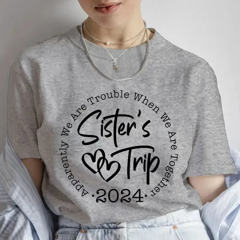 2024 Together Trouble Trip Print Women's Top T-shirt