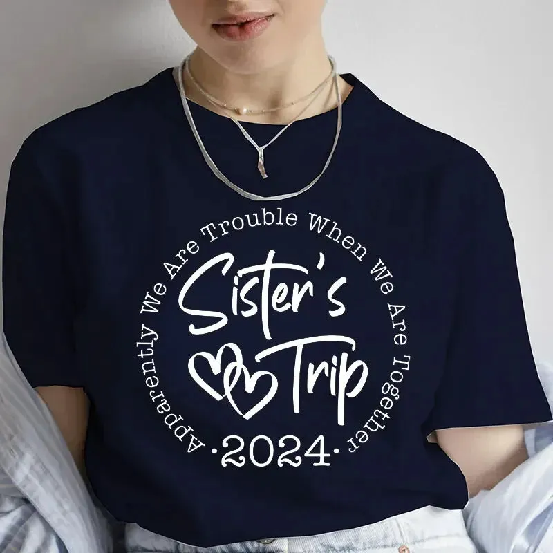 2024 Together Trouble Trip Print Women's Top T-shirt