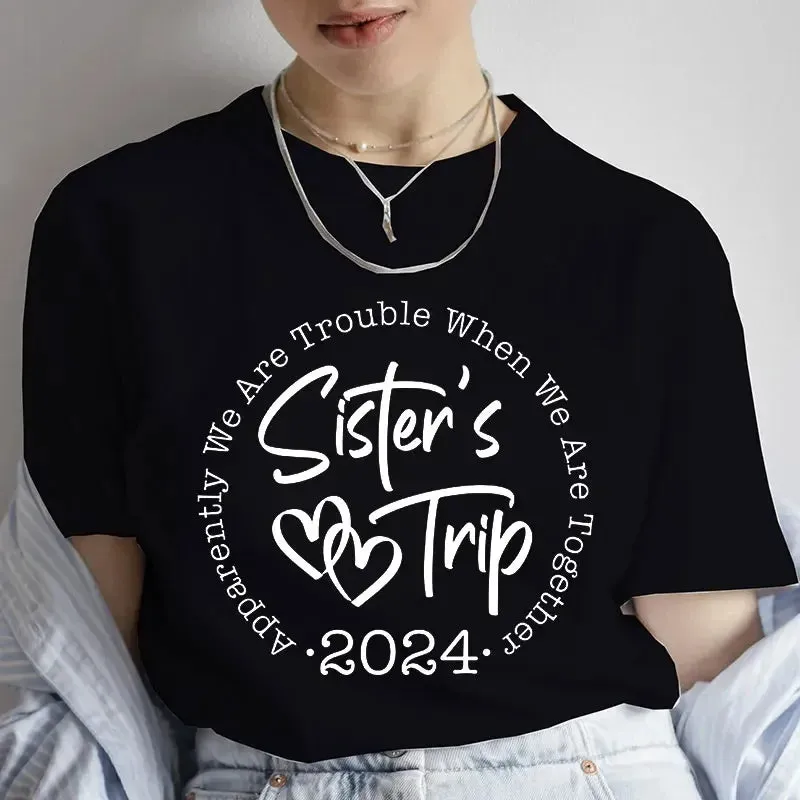 2024 Together Trouble Trip Print Women's Top T-shirt