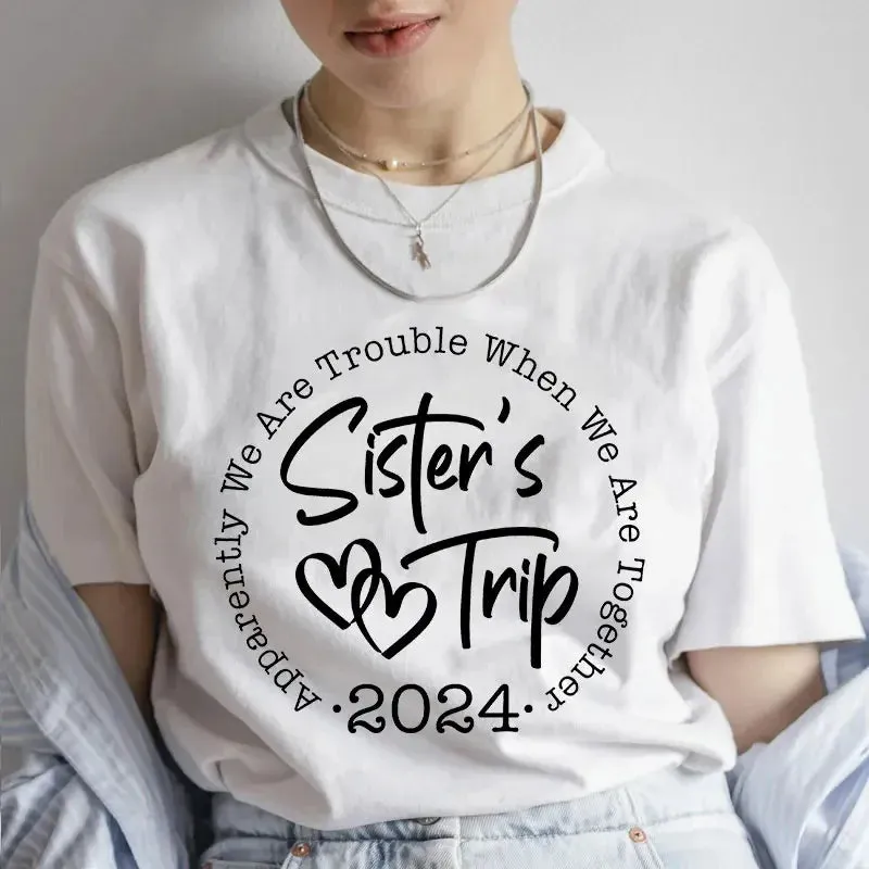 2024 Together Trouble Trip Print Women's Top T-shirt