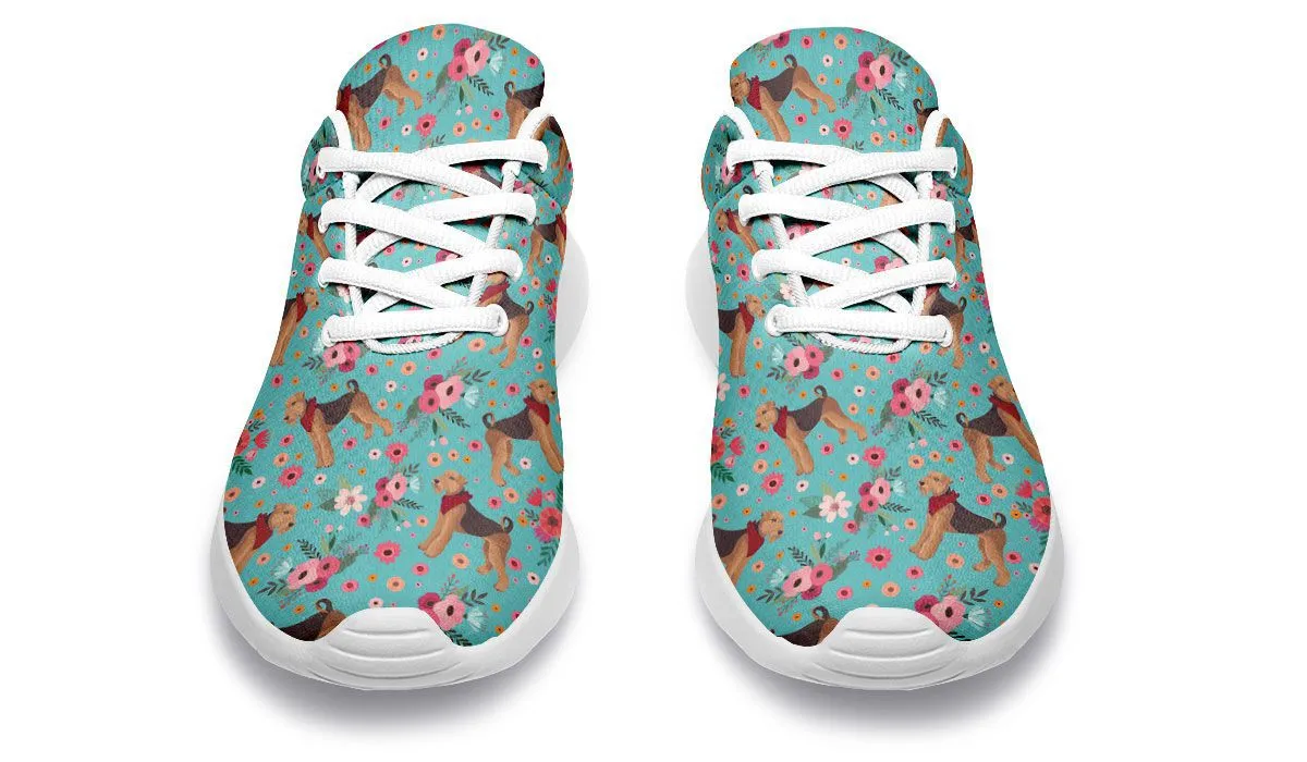 Airedale Terrier Flower Athletic Sneakers