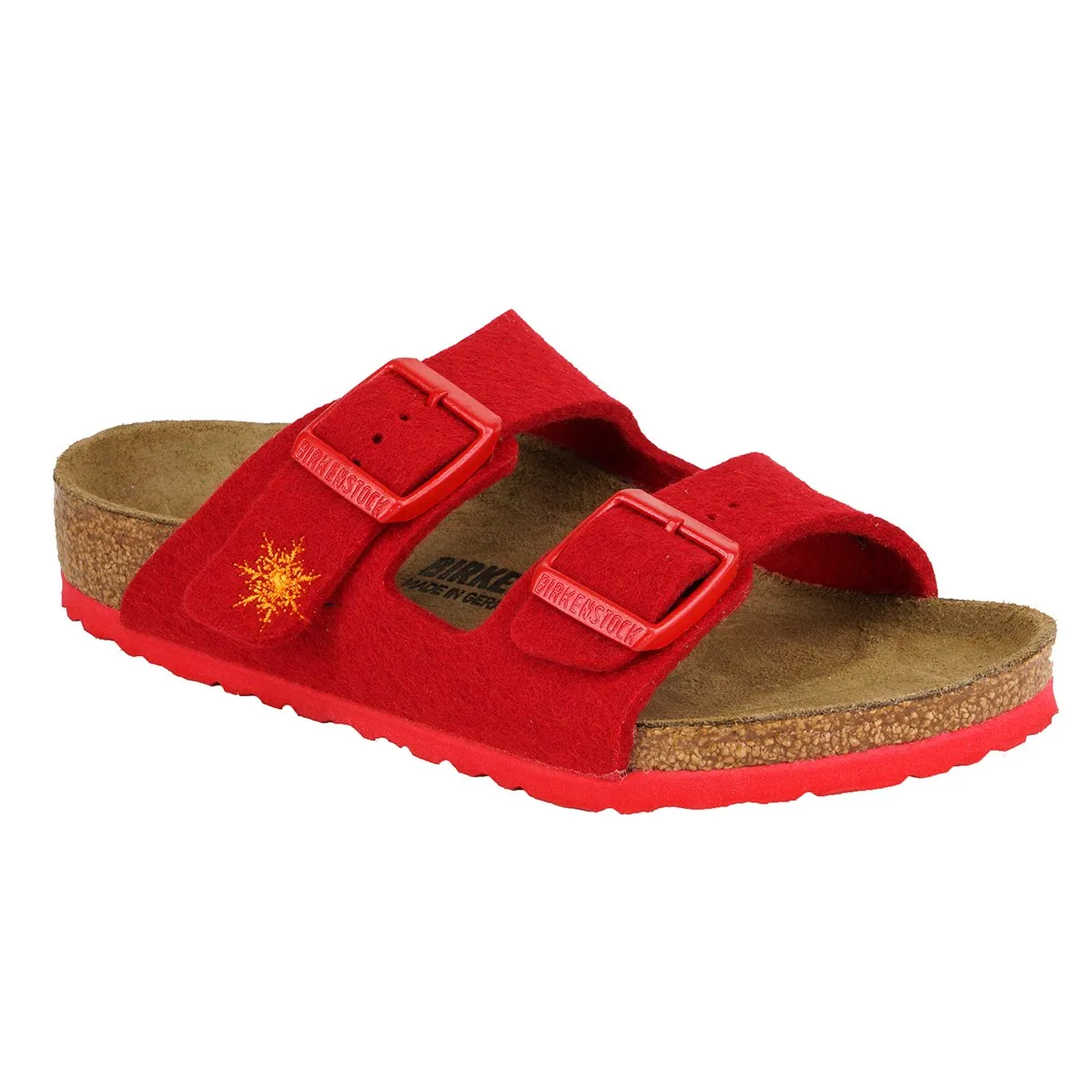 Birkenstock Kids' Arizona Sandals Wool Felt Snow Stars Red 29 N