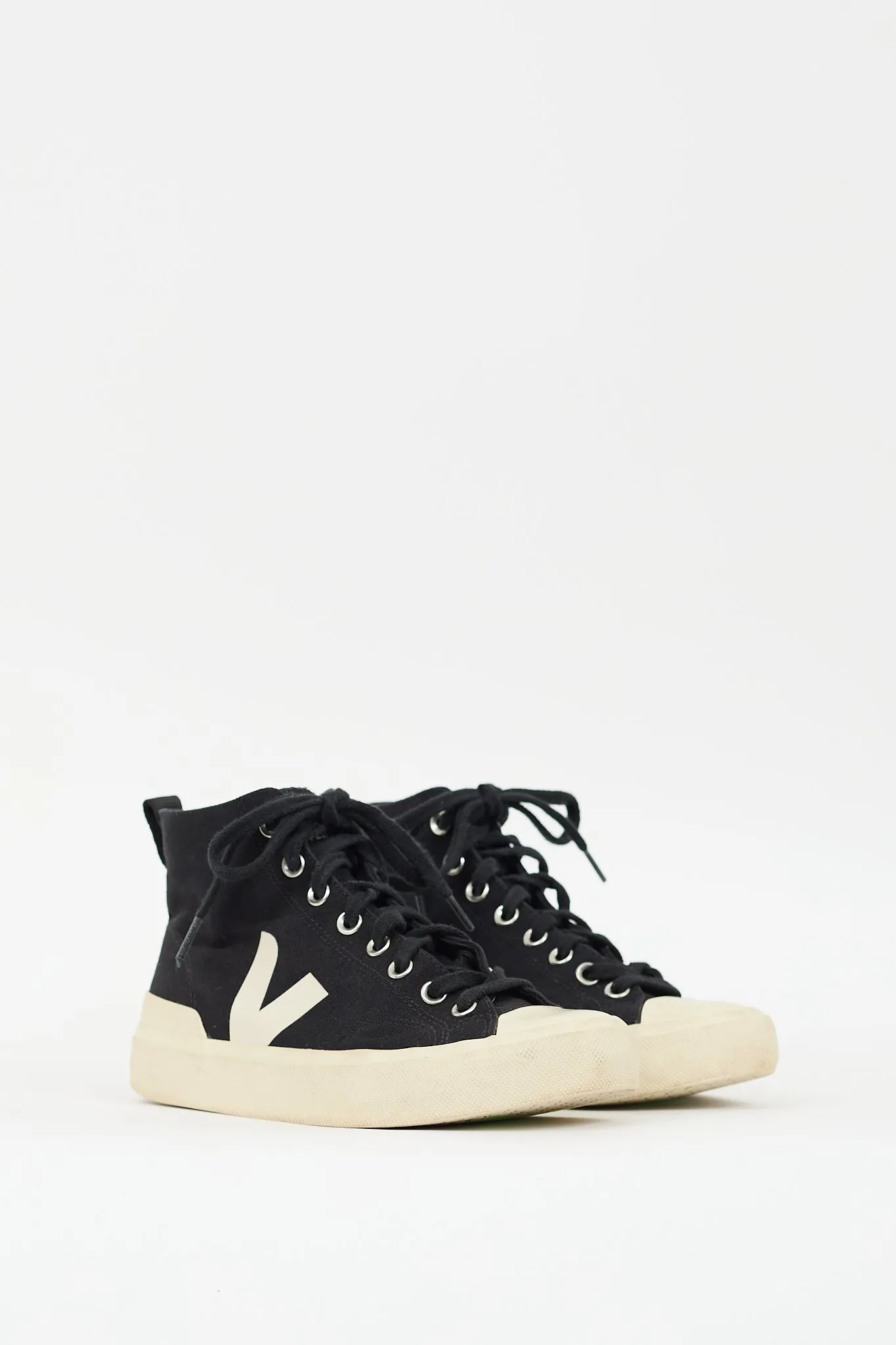 Black & Cream Canvas Wata II Pierre High Top Sneaker