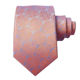 Classy Men Orange Blue Circles Silk Tie