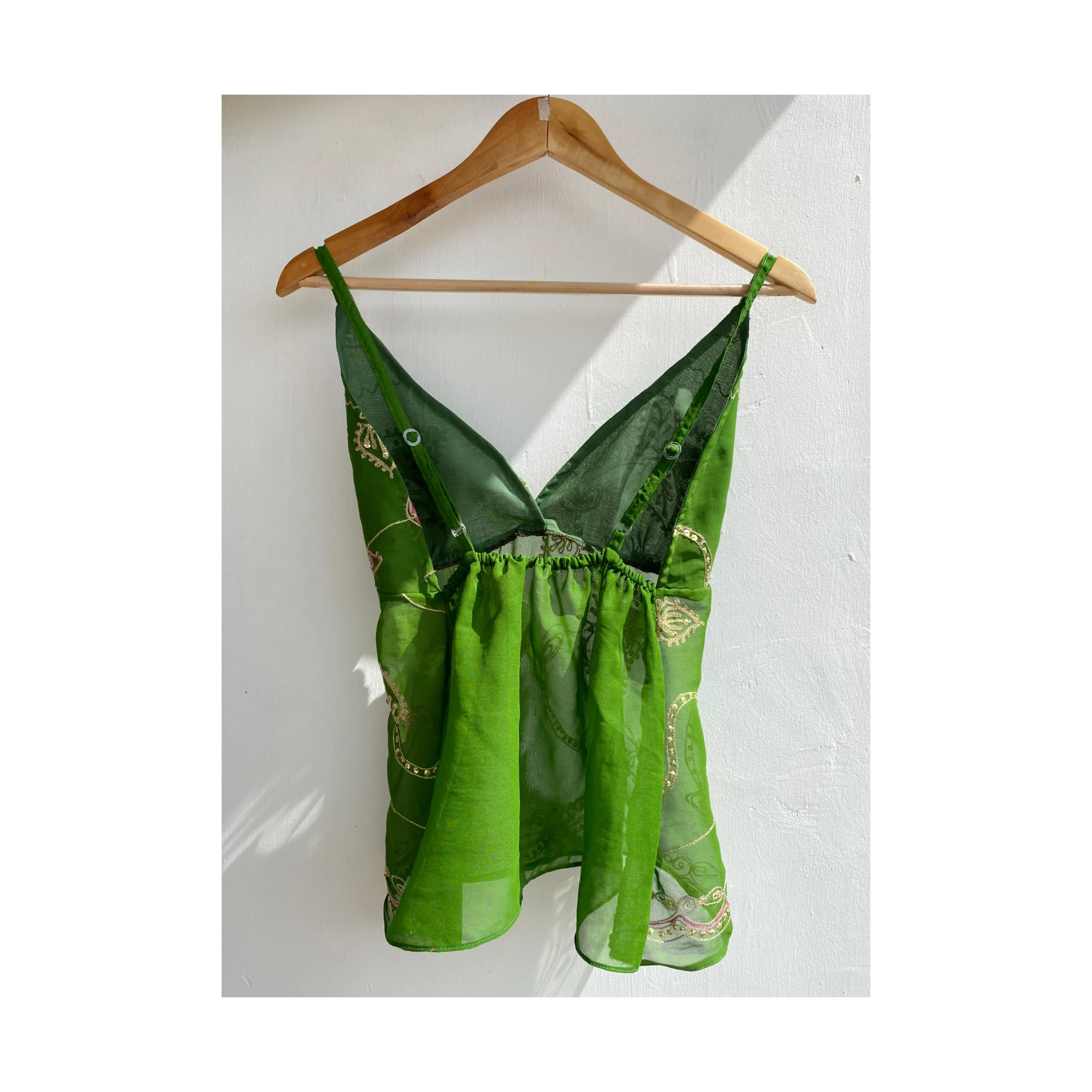 Green aari work with sequins top