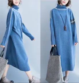 Loose Fall High Collar Knit Dresses Casual Women Dresses SSM97213