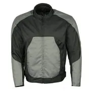 M Boss Motorcycle Apparel BOS11701 Men's Black/Grey Nylon Motorcycle Racer Riding Jacket with Mesh Panel Black