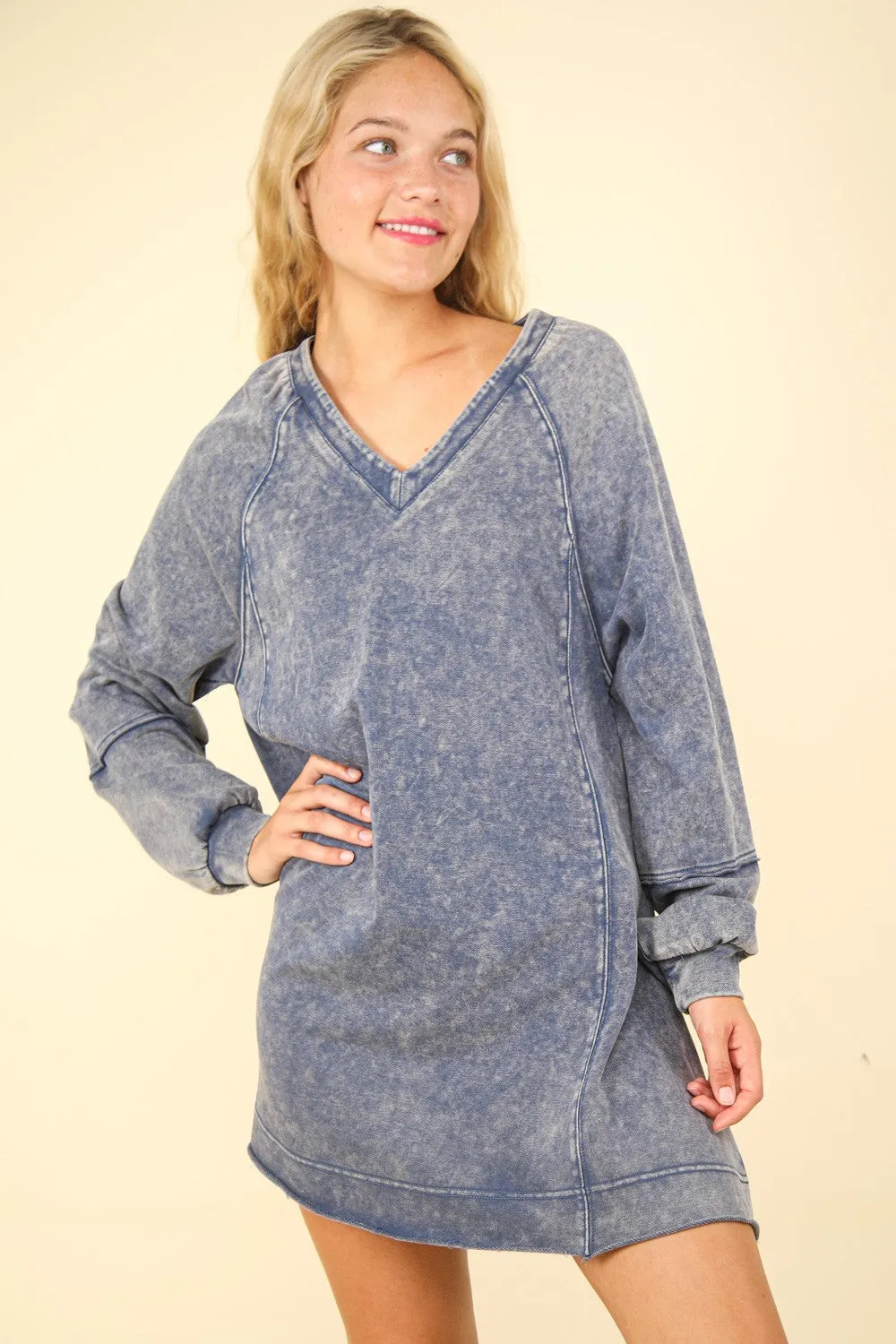 Mineral Washed Oversized A-Line Mini Dress