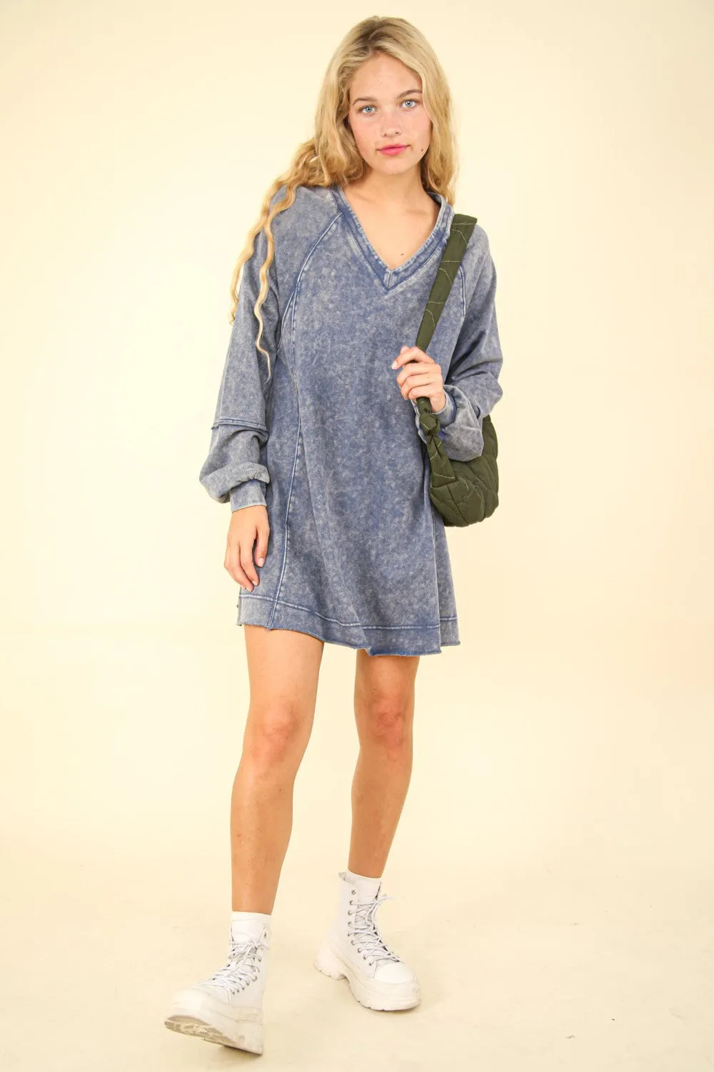 Mineral Washed Oversized A-Line Mini Dress