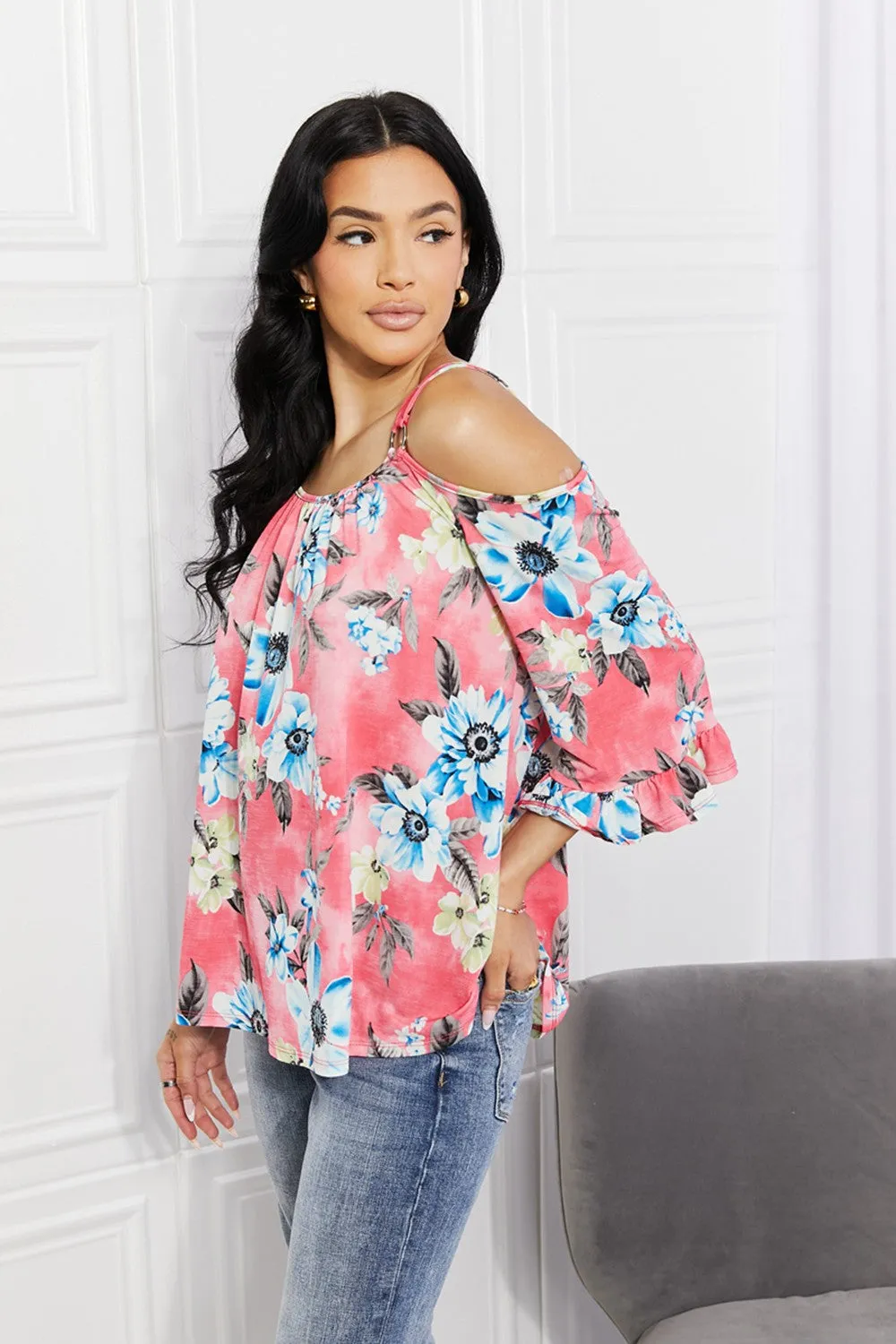 Sew In Love Fresh Take  Floral Cold-Shoulder Top