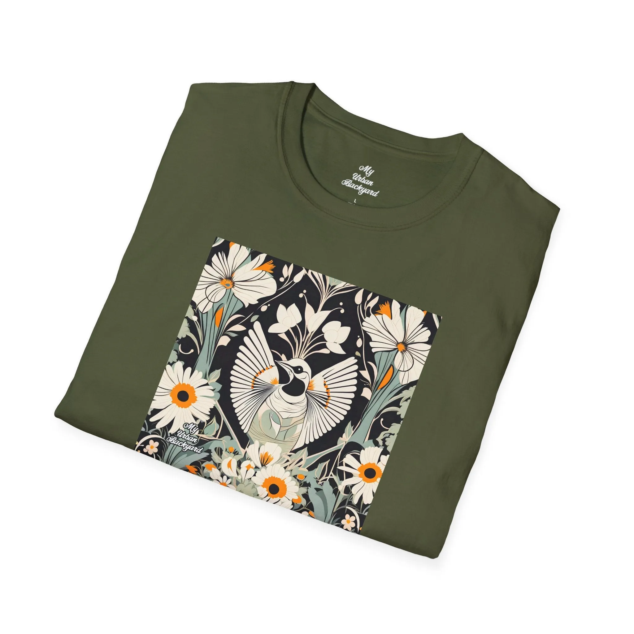 White Bird with Flowers, Soft 100% Cotton T-Shirt, Unisex, Short Sleeve, Classic Fit